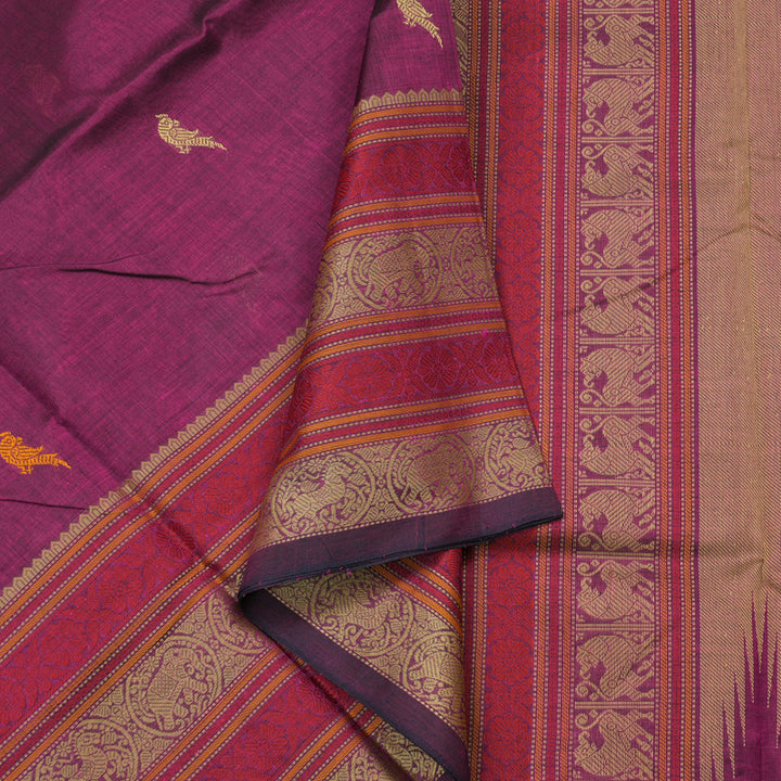 Hayagrivas Handloom Pure Silk Cotton Saree in Enchanting Purple KBE258E1-1