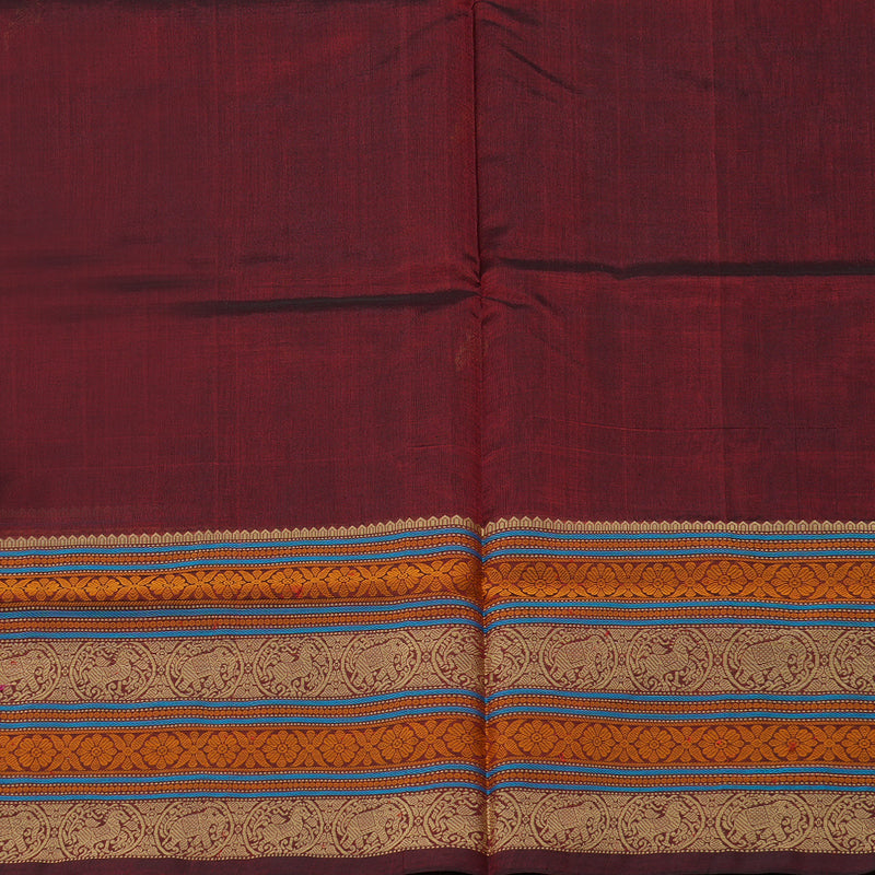 Hayagrivas Handloom Pure Silk Cotton Saree in Stunning Wine Maroon KBE258E1-3