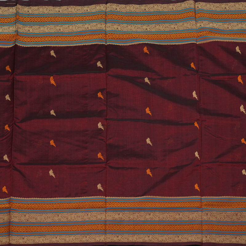 Hayagrivas Handloom Pure Silk Cotton Saree in Stunning Wine Maroon KBE258E1-3