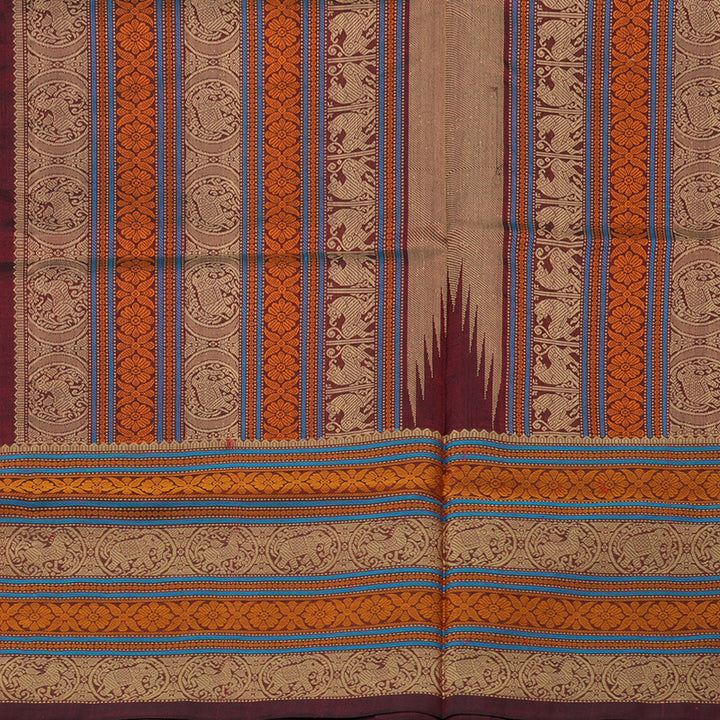 Hayagrivas Handloom Pure Silk Cotton Saree in Stunning Wine Maroon KBE258E1-3