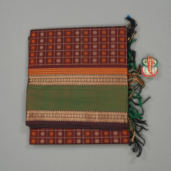 Hayagrivas Handloom Pure Silk Cotton Saree in Wine Maroon  KBE258E10-2