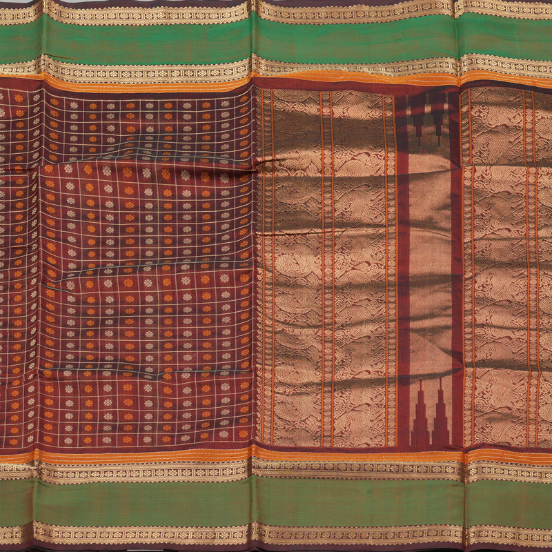 Hayagrivas Handloom Pure Silk Cotton Saree in Wine Maroon  KBE258E10-2
