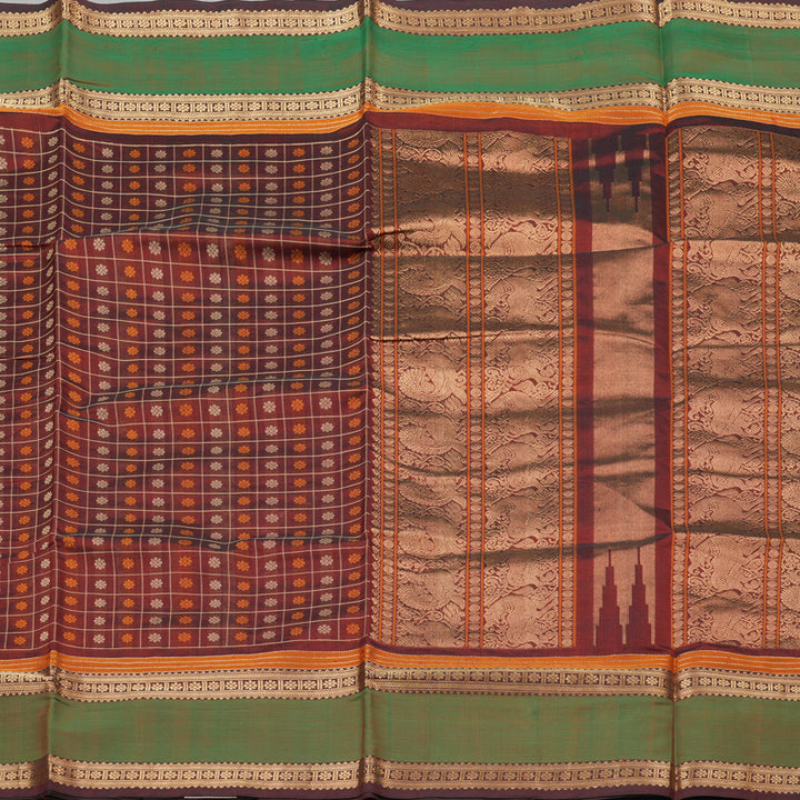 Hayagrivas Handloom Pure Silk Cotton Saree in Wine Maroon  KBE258E10-2