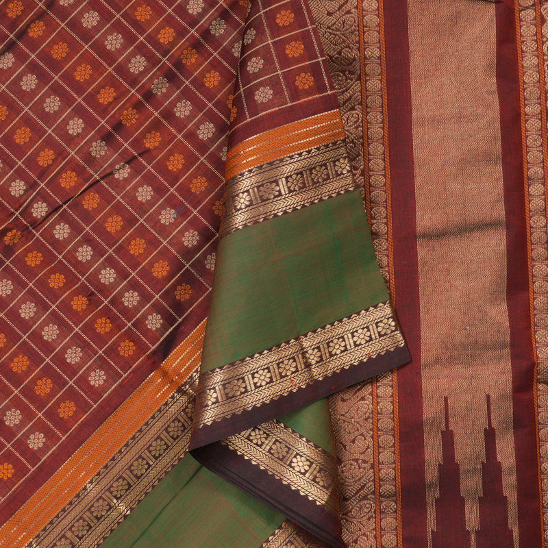 Hayagrivas Handloom Pure Silk Cotton Saree in Wine Maroon  KBE258E10-2