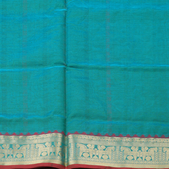 Hayagrivas Handloom Pure Silk Cotton Saree in Sea Blue KBE258E10-3