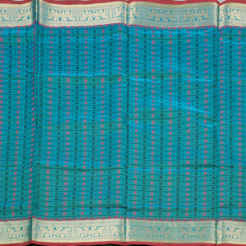 Hayagrivas Handloom Pure Silk Cotton Saree in Sea Blue KBE258E10-3
