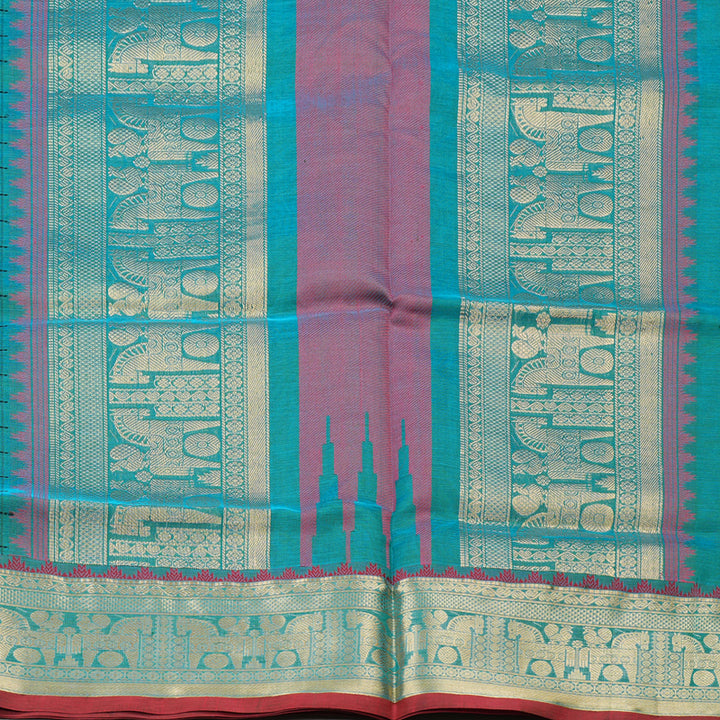 Hayagrivas Handloom Pure Silk Cotton Saree in Sea Blue KBE258E10-3