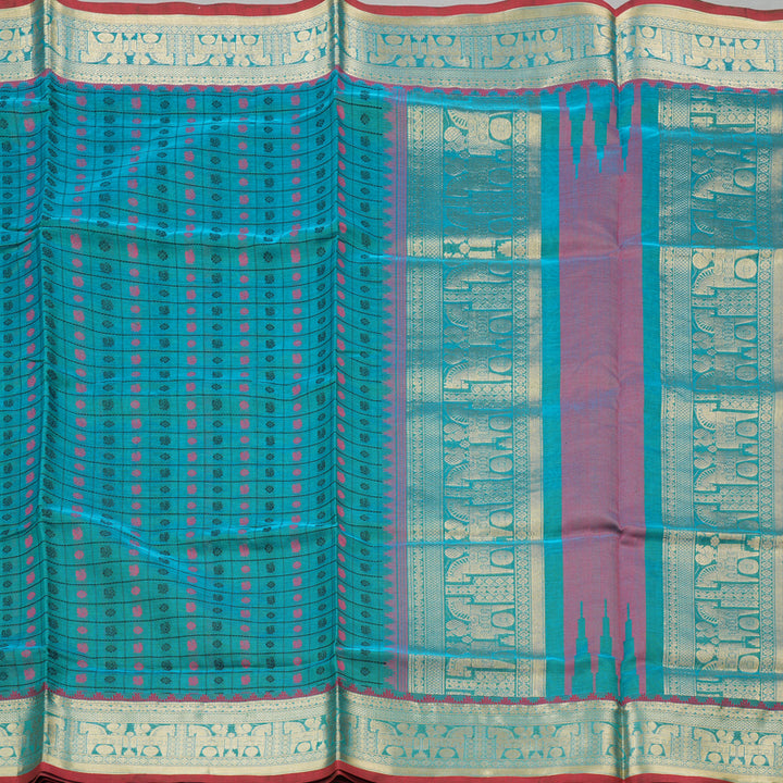Hayagrivas Handloom Pure Silk Cotton Saree in Sea Blue KBE258E10-3