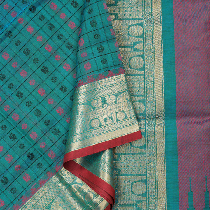 Hayagrivas Handloom Pure Silk Cotton Saree in Sea Blue KBE258E10-3
