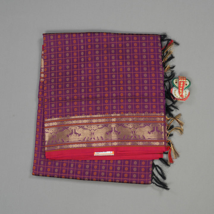 Hayagrivas Handloom Pure Silk Cotton Saree n Majestic Dark Purple KBE258E11-2