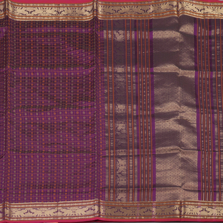 Hayagrivas Handloom Pure Silk Cotton Saree n Majestic Dark Purple KBE258E11-2