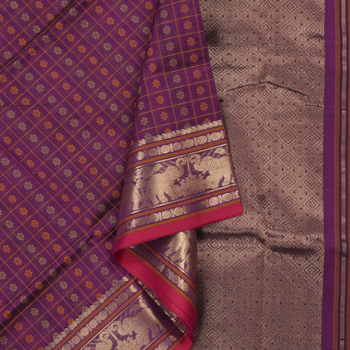 Hayagrivas Handloom Pure Silk Cotton Saree n Majestic Dark Purple KBE258E11-2