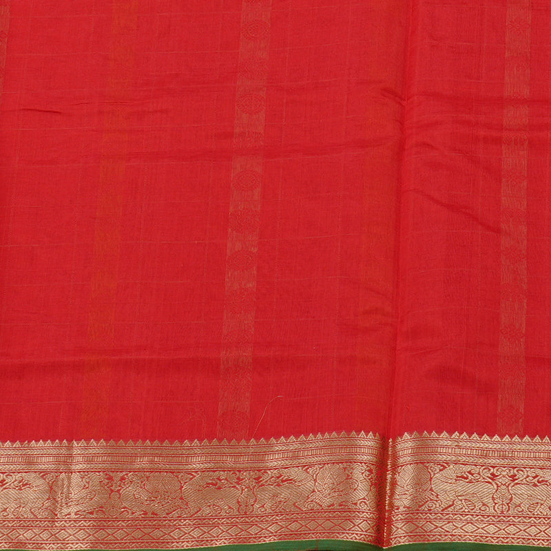 Hayagrivas Handloom Pure Silk Cotton Saree in Vivid Red KBE258E12-1