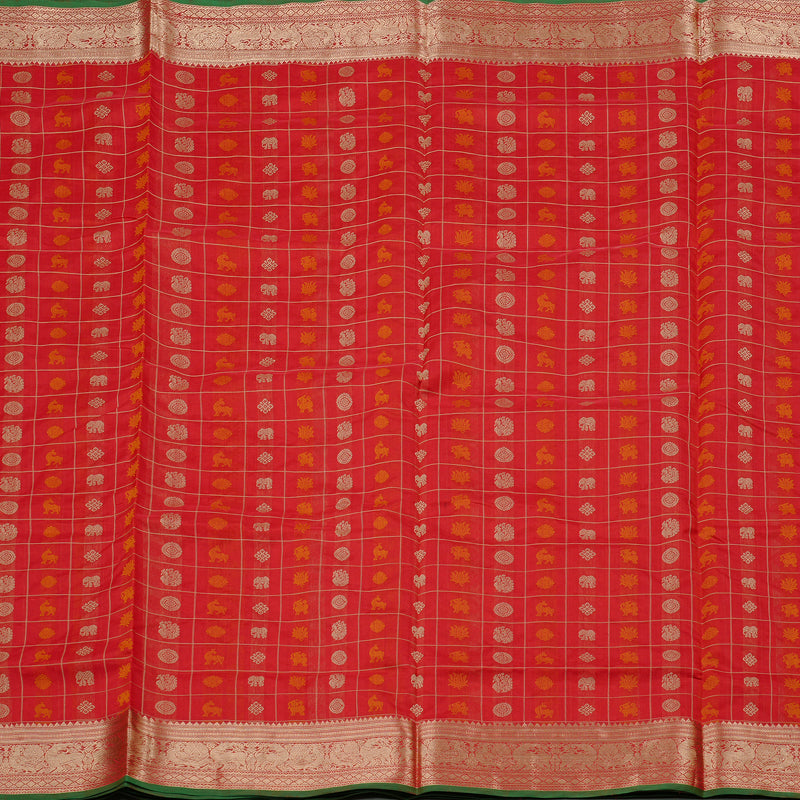 Hayagrivas Handloom Pure Silk Cotton Saree in Vivid Red KBE258E12-1