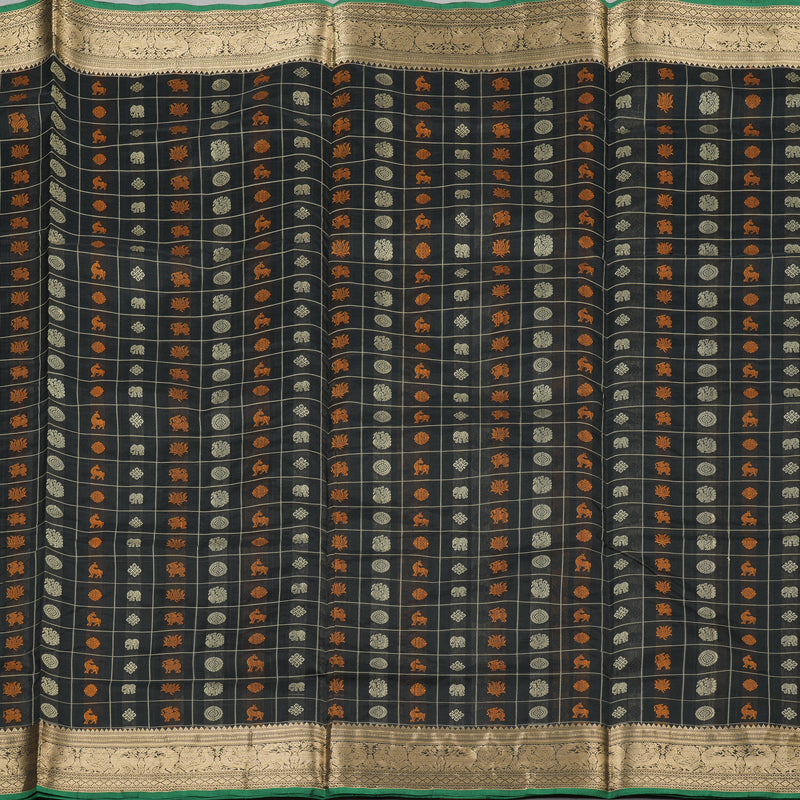 Hayagrivas Handloom Pure Silk Cotton Saree in Black KBE258E12-2
