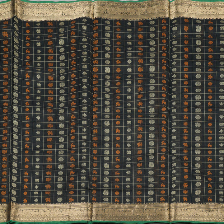 Hayagrivas Handloom Pure Silk Cotton Saree in Black KBE258E12-2