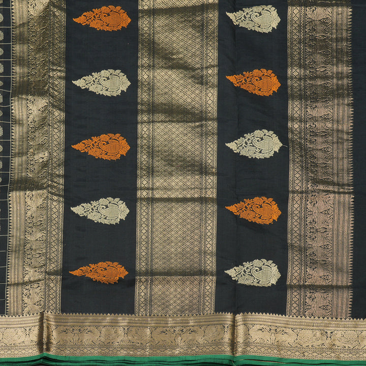 Hayagrivas Handloom Pure Silk Cotton Saree in Black KBE258E12-2