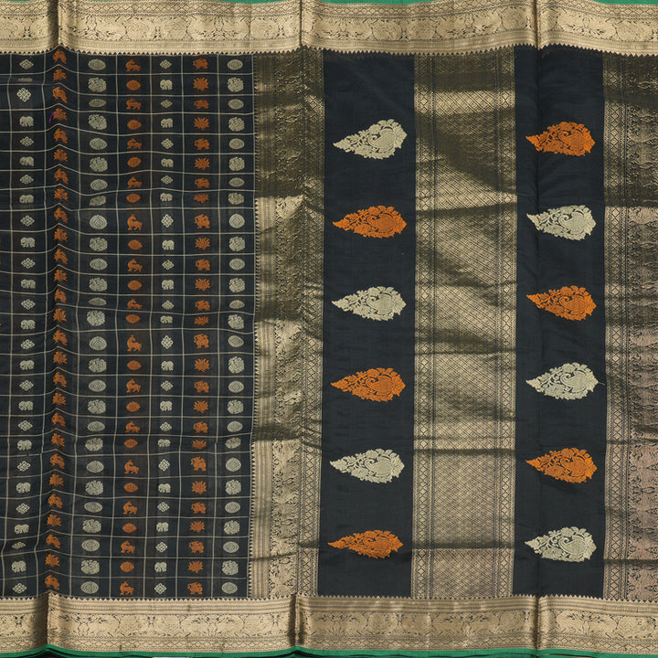 Hayagrivas Handloom Pure Silk Cotton Saree in Black KBE258E12-2