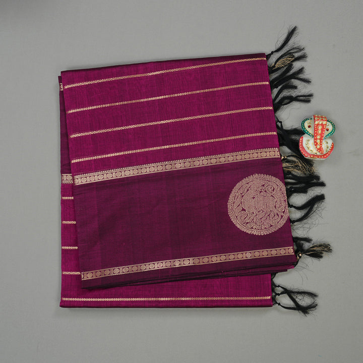 Hayagrivas Handloom Pure Silk Cotton Saree in Eye-Catching Dark Purple KBE258E13-2