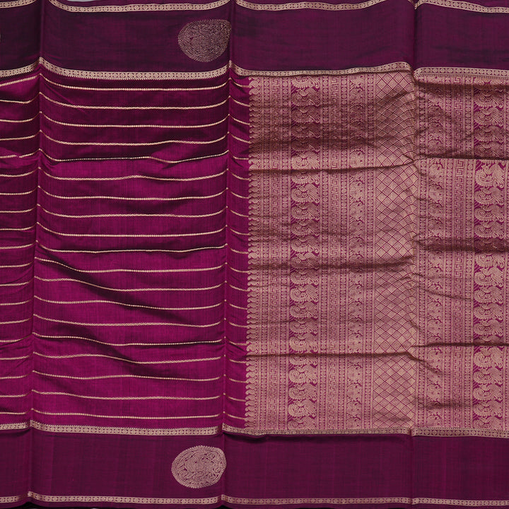 Hayagrivas Handloom Pure Silk Cotton Saree in Eye-Catching Dark Purple KBE258E13-2