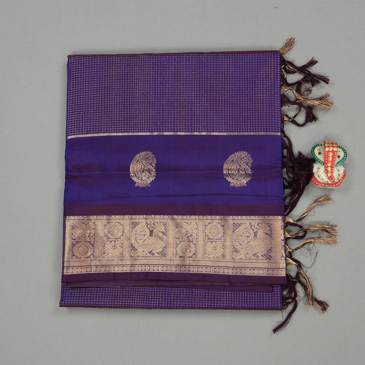 Hayagrivas Handloom Pure Silk Cotton Saree in Majestic Purplish Blue KBE258E15-1