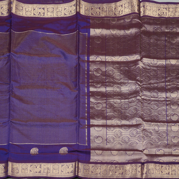 Hayagrivas Handloom Pure Silk Cotton Saree in Majestic Purplish Blue KBE258E15-1