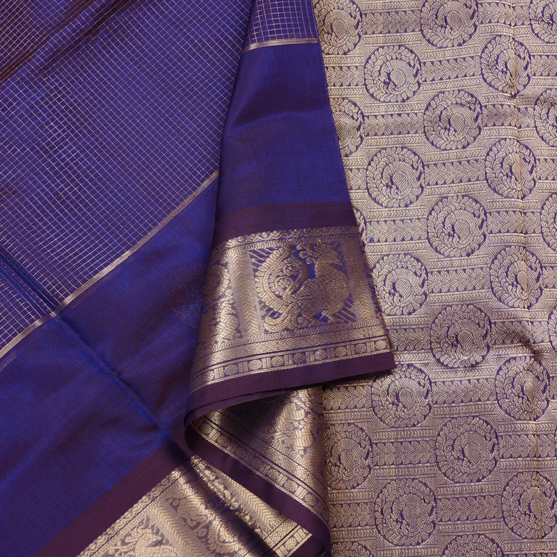 Hayagrivas Handloom Pure Silk Cotton Saree in Majestic Purplish Blue KBE258E15-1