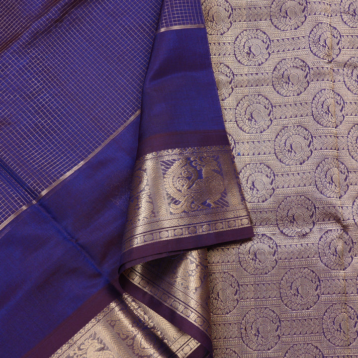 Hayagrivas Handloom Pure Silk Cotton Saree in Majestic Purplish Blue KBE258E15-1