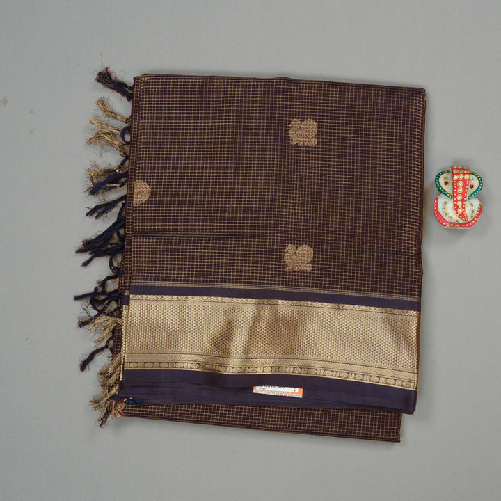 Hayagrivas Handloom Pure Silk Cotton Saree in Vivacious Dark Brown KBE258E15-5