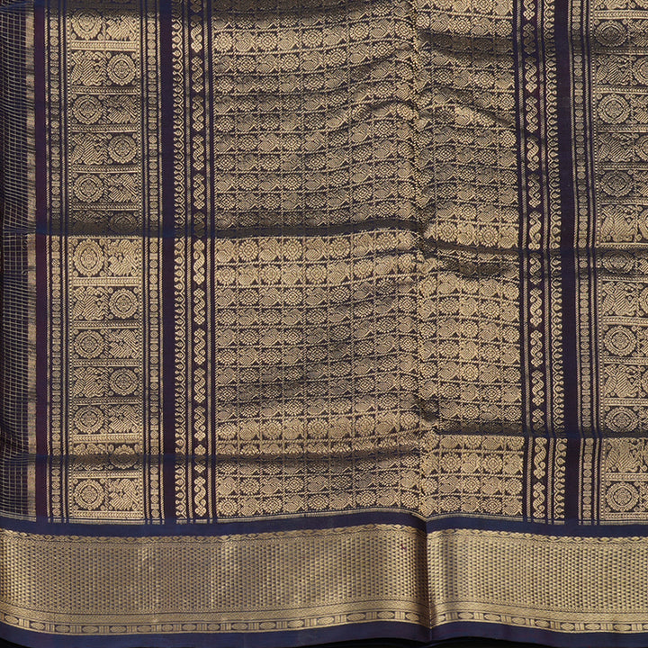 Hayagrivas Handloom Pure Silk Cotton Saree in Vivacious Dark Brown KBE258E15-5