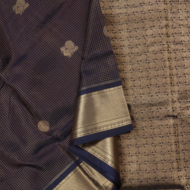 Hayagrivas Handloom Pure Silk Cotton Saree in Vivacious Dark Brown KBE258E15-5