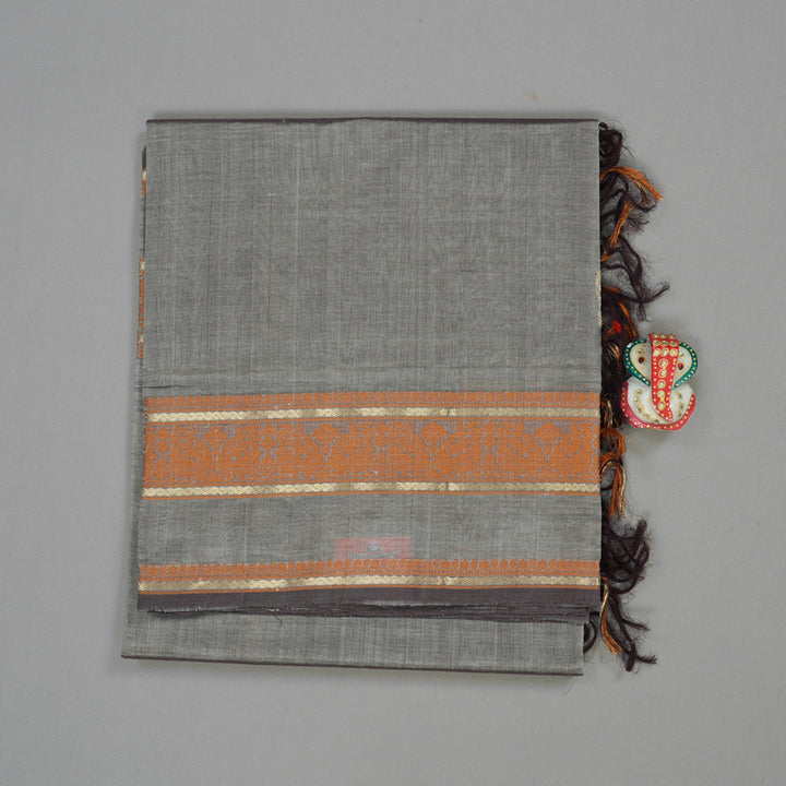Hayagrivas Pure Silk Cotton Saree in classic Silver Grey KBE258E3-13