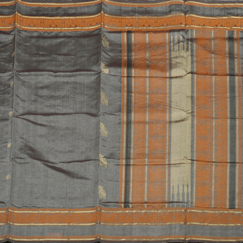 Hayagrivas Pure Silk Cotton Saree in classic Silver Grey KBE258E3-13