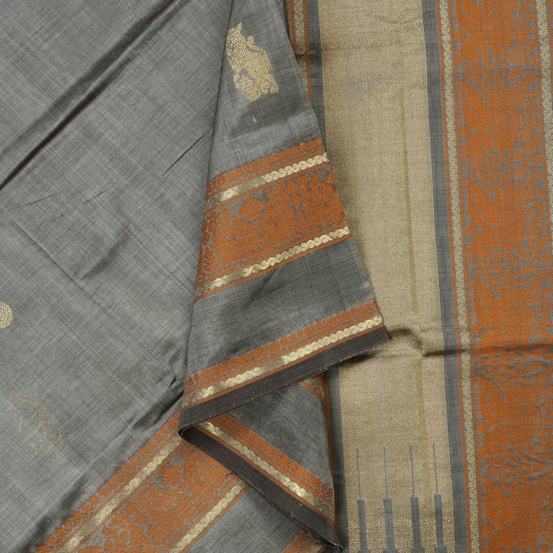 Hayagrivas Pure Silk Cotton Saree in classic Silver Grey KBE258E3-13