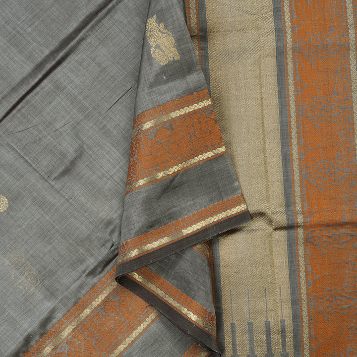 Hayagrivas Pure Silk Cotton Saree in classic Silver Grey KBE258E3-13