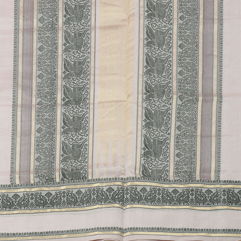 Hayagrivas Handloom Pure Silk Cotton Saree in Pristine Half White KBE258E3-8