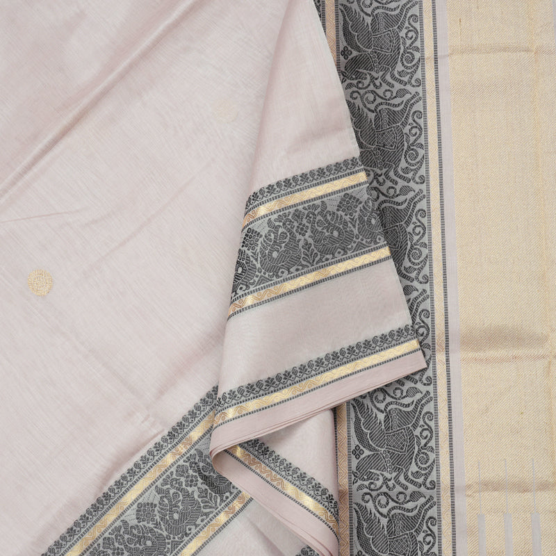 Hayagrivas Handloom Pure Silk Cotton Saree in Pristine Half White KBE258E3-8