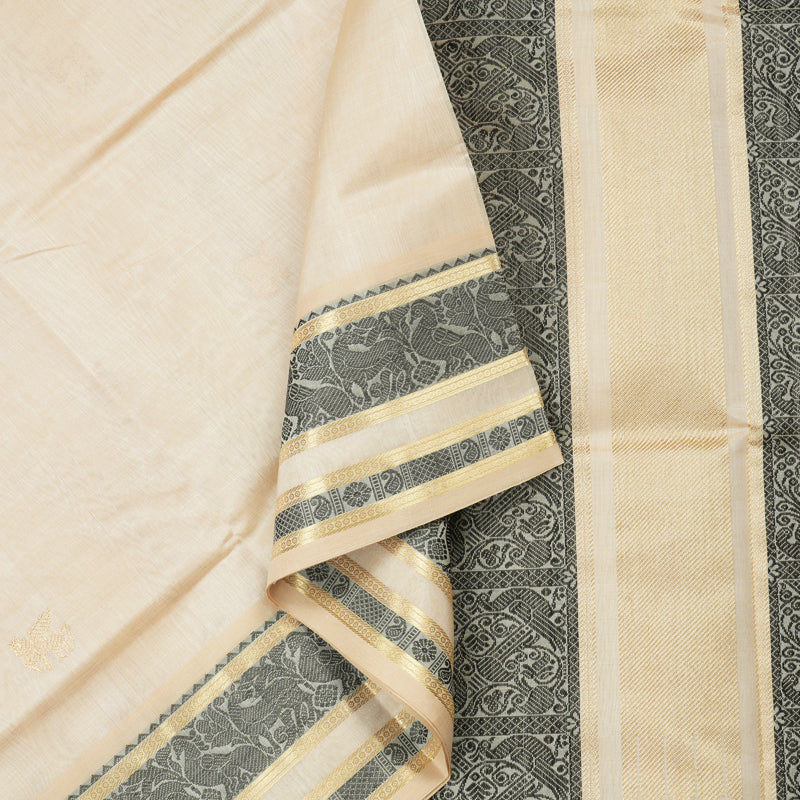 Hayagrivas Handloom Pure Silk Cotton Saree in Rejenuvating Sandal Beige KBE258E3-9