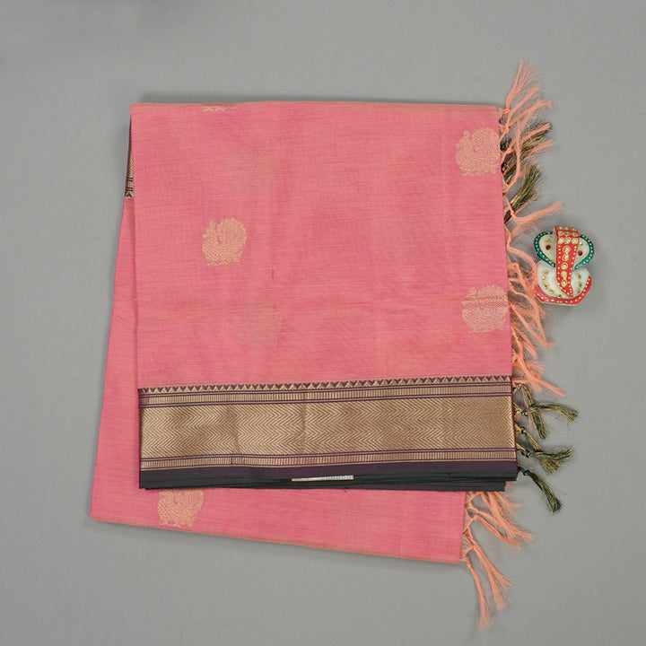 Hayagrivas Handloom Pure Silk Cotton Saree in Subtle Baby Pink KBE258E4-1