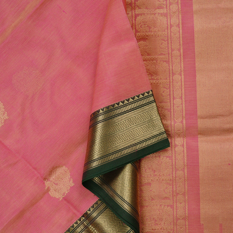 Hayagrivas Handloom Pure Silk Cotton Saree in Subtle Baby Pink KBE258E4-1