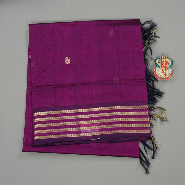 Hayagrivas Handloom Pure Silk Cotton Saree in Striking Dark Purple KBE258E4-12