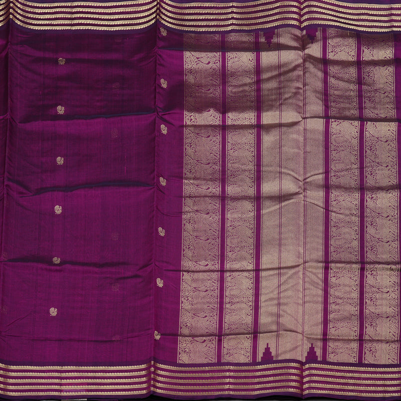Hayagrivas Handloom Pure Silk Cotton Saree in Striking Dark Purple KBE258E4-12