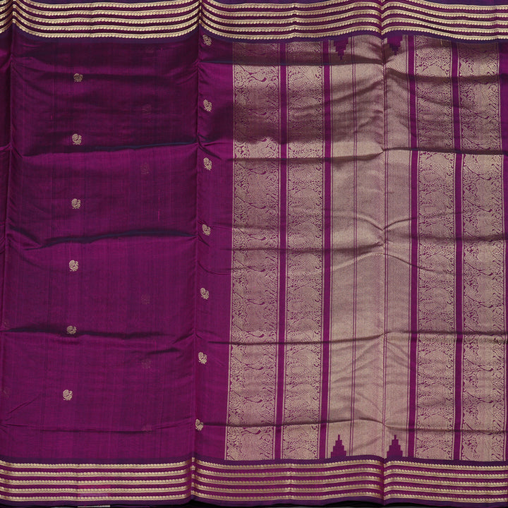 Hayagrivas Handloom Pure Silk Cotton Saree in Striking Dark Purple KBE258E4-12