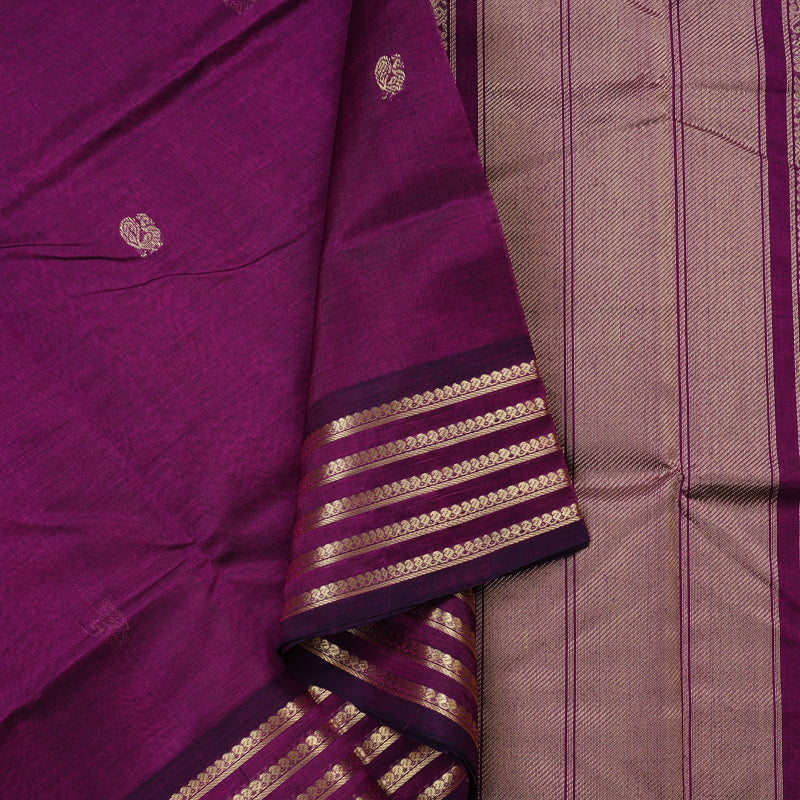 Hayagrivas Handloom Pure Silk Cotton Saree in Striking Dark Purple KBE258E4-12
