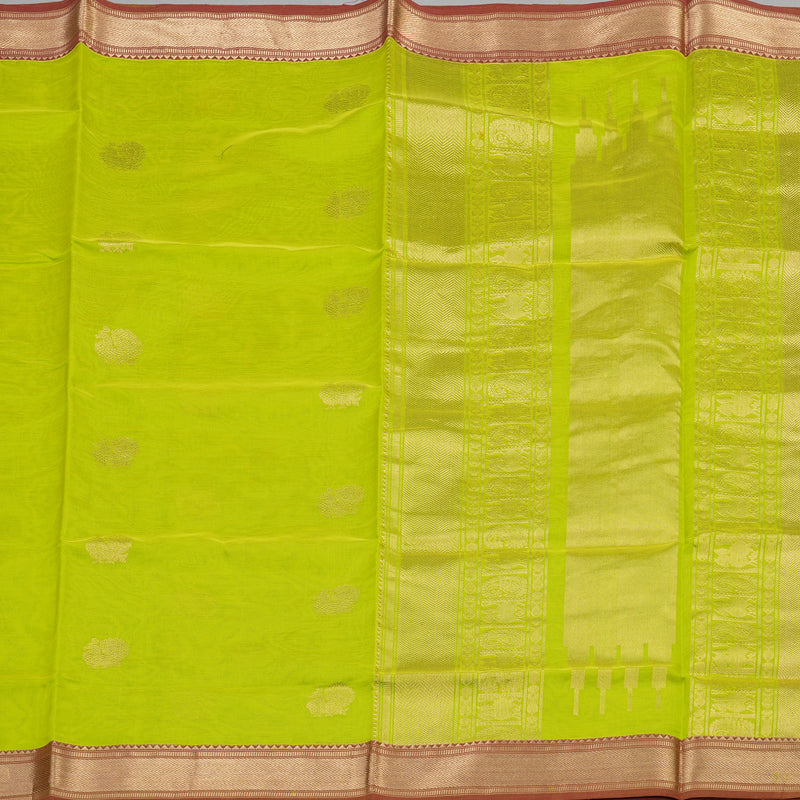 Hayagrivas Handloom Pure Silk Cotton Saree in Radiant Fluorescent Green KBE258E4-2