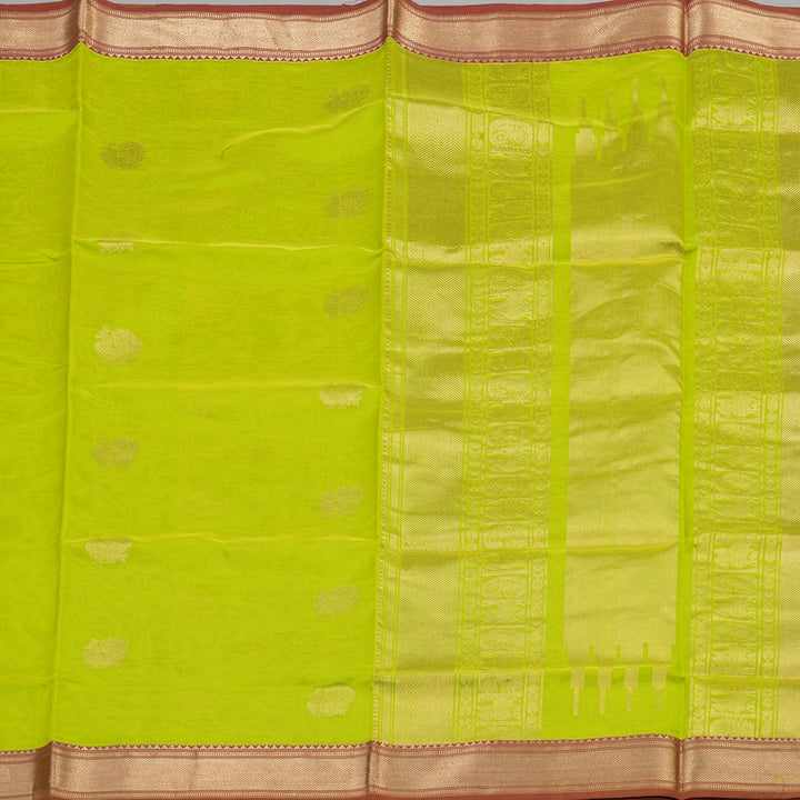Hayagrivas Handloom Pure Silk Cotton Saree in Radiant Fluorescent Green KBE258E4-2