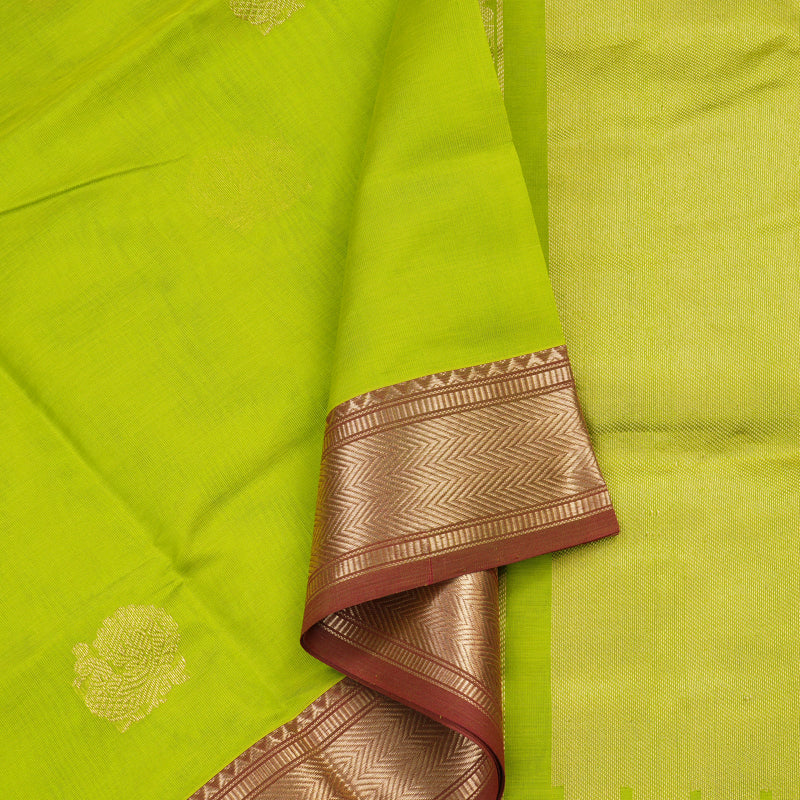 Hayagrivas Handloom Pure Silk Cotton Saree in Radiant Fluorescent Green KBE258E4-2