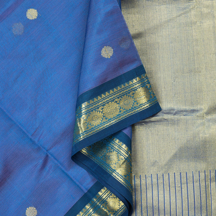 Hayagrivas Handloom Pure Silk Cotton Saree in Vibrant Sky Blue KBE258E4-5
