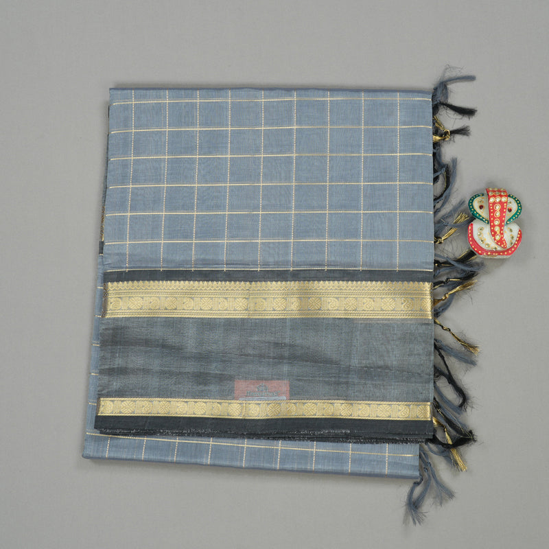 Hayagrivas Handloom Pure Silk Cotton Saree in Superb Silver Grey KBE258E4-9