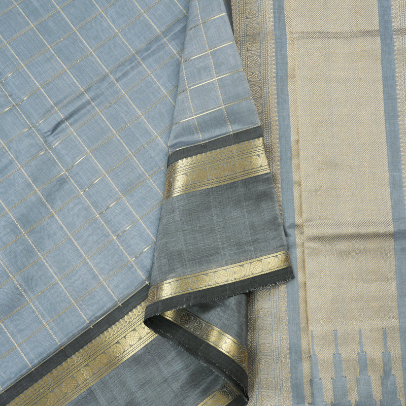 Hayagrivas Handloom Pure Silk Cotton Saree in Superb Silver Grey KBE258E4-9